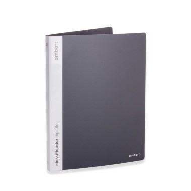 Classificador Clip File Ambar Polipro A4 Cinza