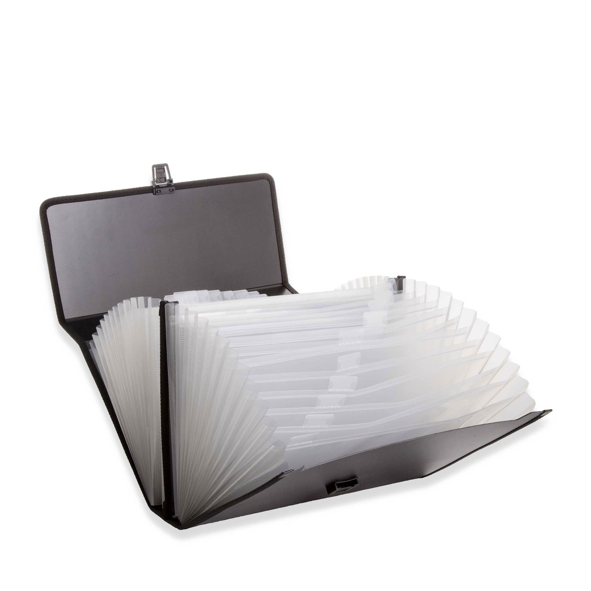 Pasta Extensível Ambar Polipro 24 Divisórias Preto A4