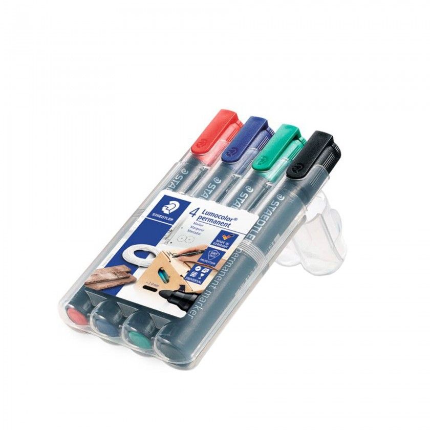 Marcador Permanente Staedtler 4 Cores 2mm Marcador Permanente Staedtler 4 Cores 2mm