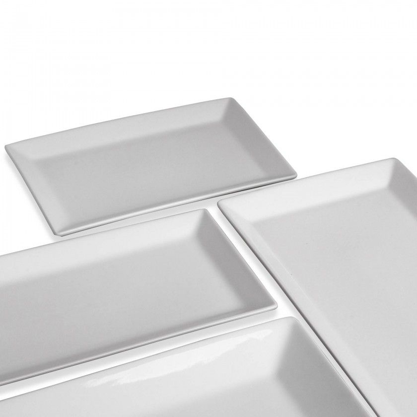 Travessa Porcelana Ming Branco 20X31X1cm Travessa Porcelana Ming Branco 20X31X1cm