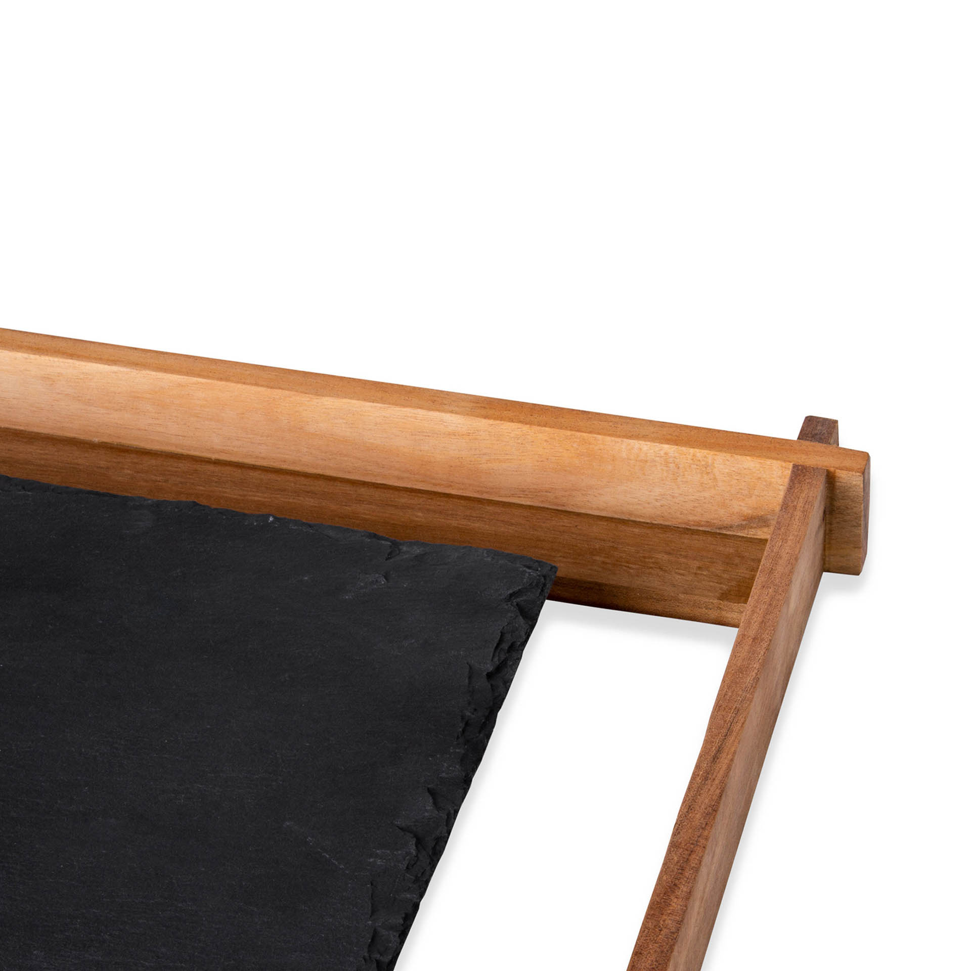 Suporte Acácia + Base Ardósia Soft-Africa Preto 35X25X4cm