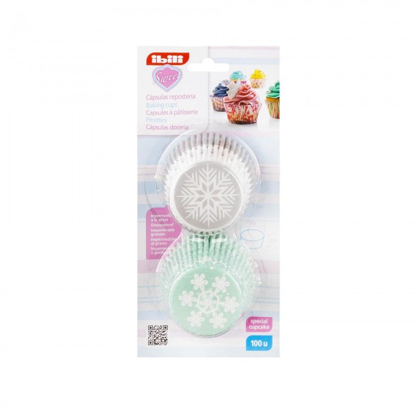 Forma Queque Papel Floco Neve 7.5CX3.5M Pack 100 Forma Queque Papel Floco Neve 7.5CX3.5M Pack 100