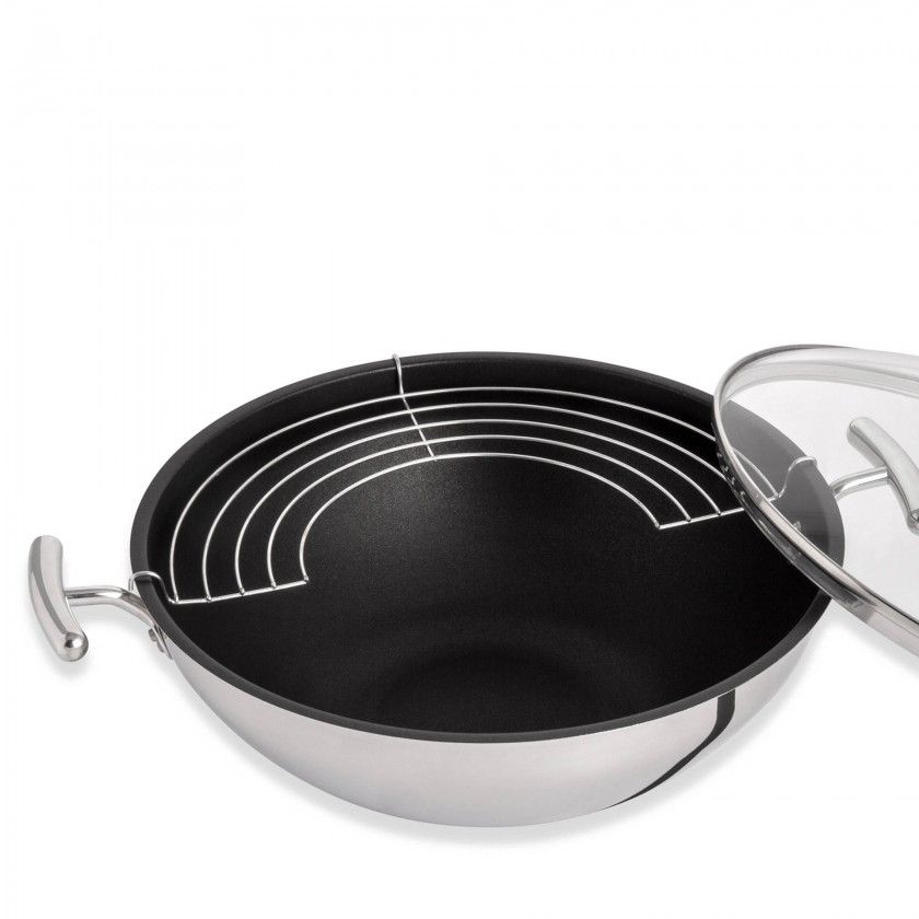 Yumi Wok Antiaderente C/ Asas + Grelha T/ Vidro Ø28Cm 4.6L Yumi Wok Antiaderente C/ Asas + Grelha T/ Vidro Ø28Cm 4.6L