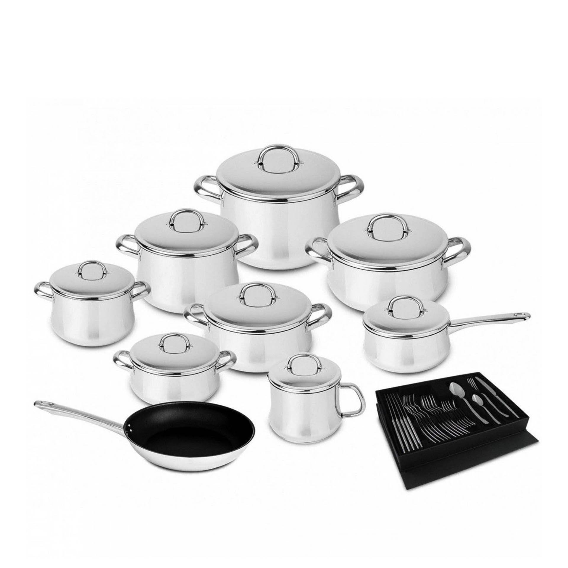 Trem Panelas Lotus Glass 9 Peças + Faqueiro 24 Peças