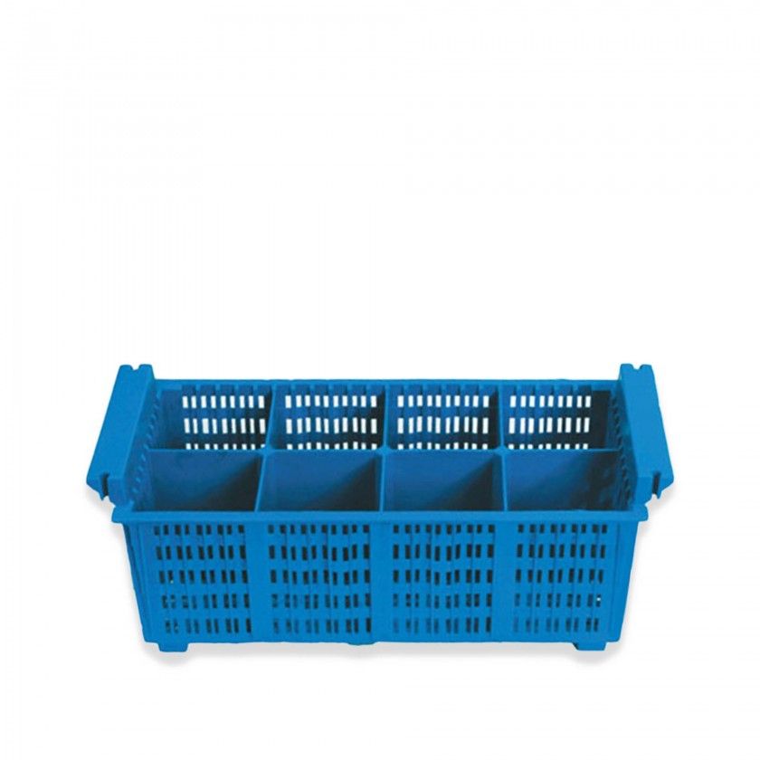 Cesta Talheres Rack 8 Compartimentos Azul 20.5X43X13cm