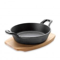 Caarola Ferro Fundido Magma com Base Madeira Redondo 12.5cm