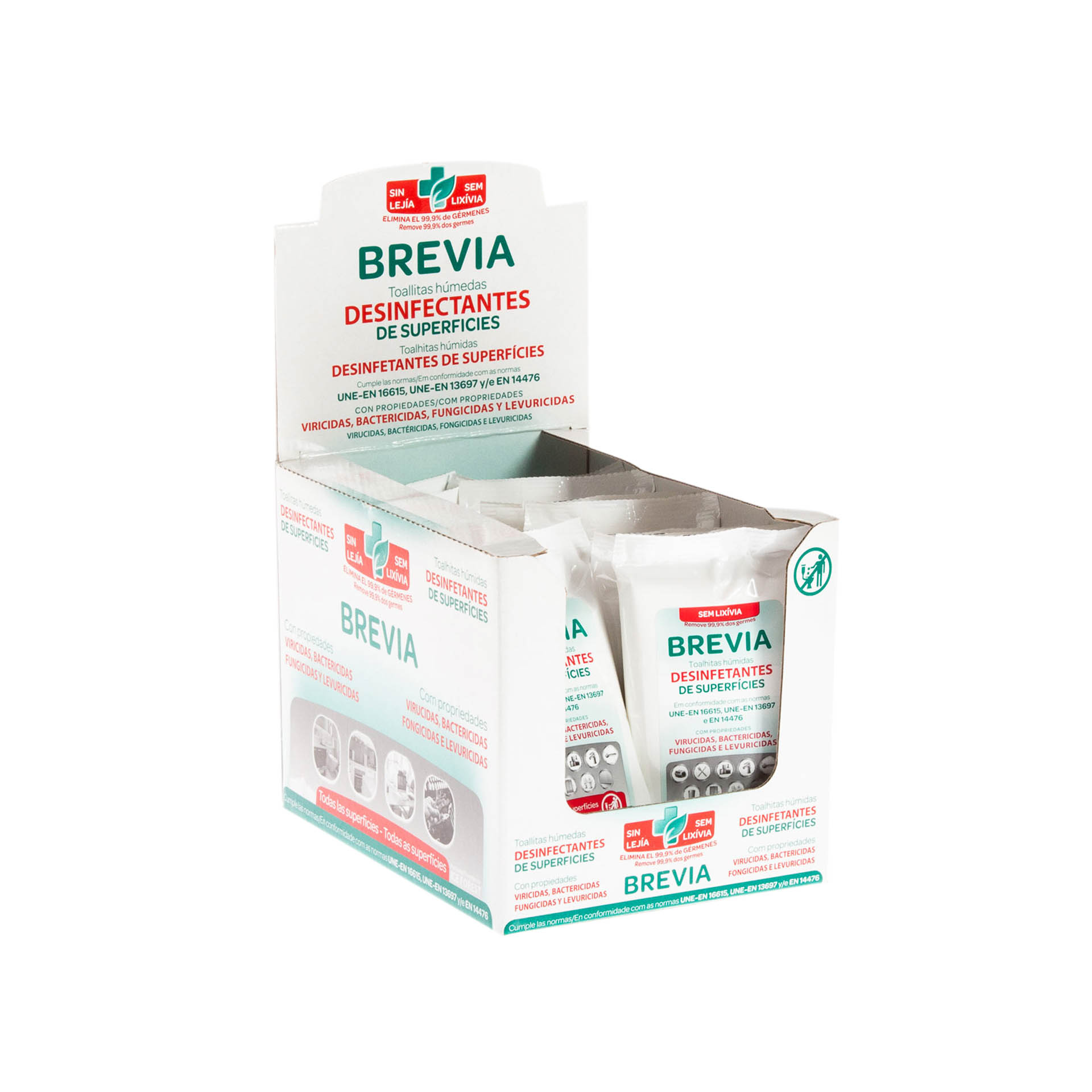 Toalhita Higienizante Superficie Brevia Pack 12