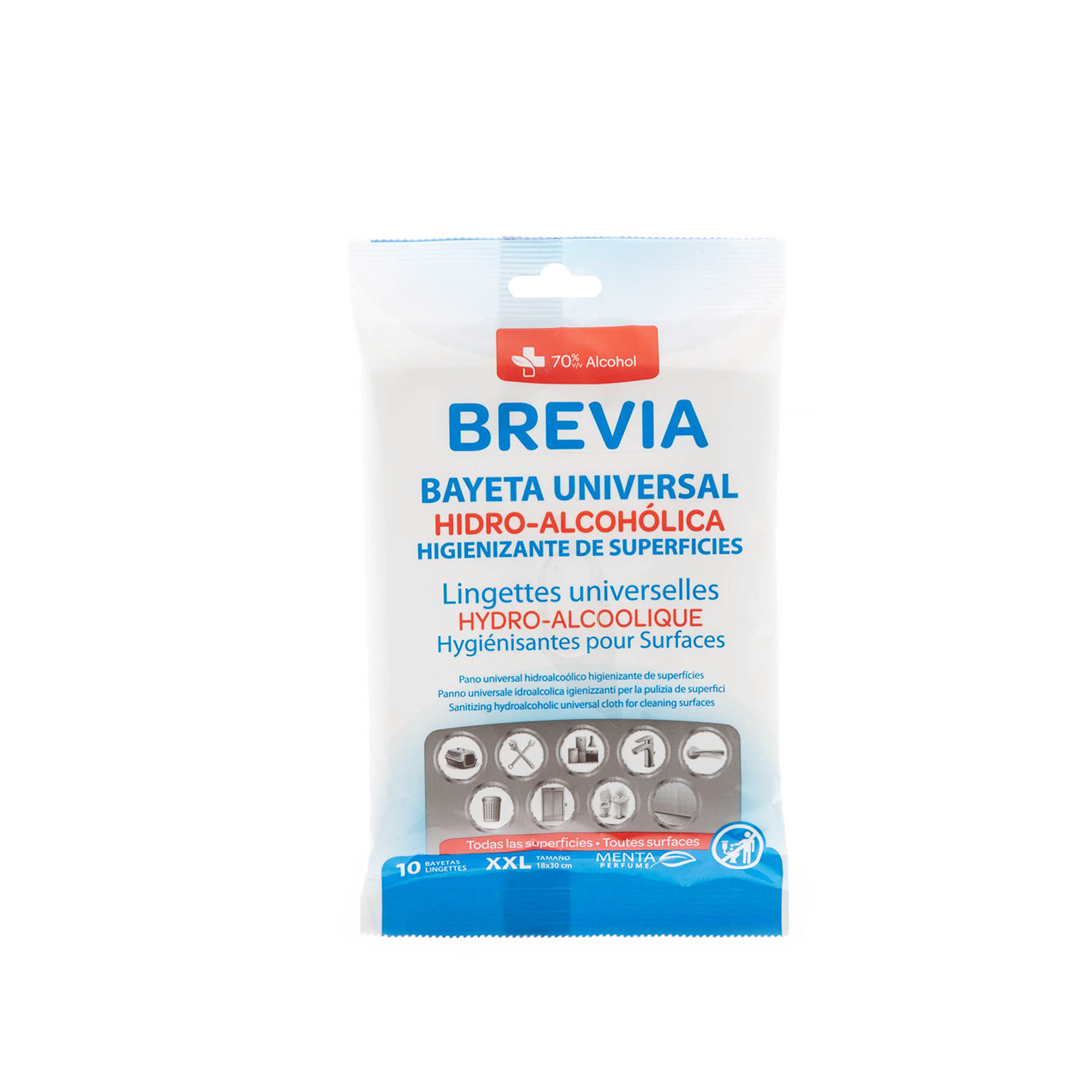 Toalhita Higienizante Superficie XXL Brevia Pack 10