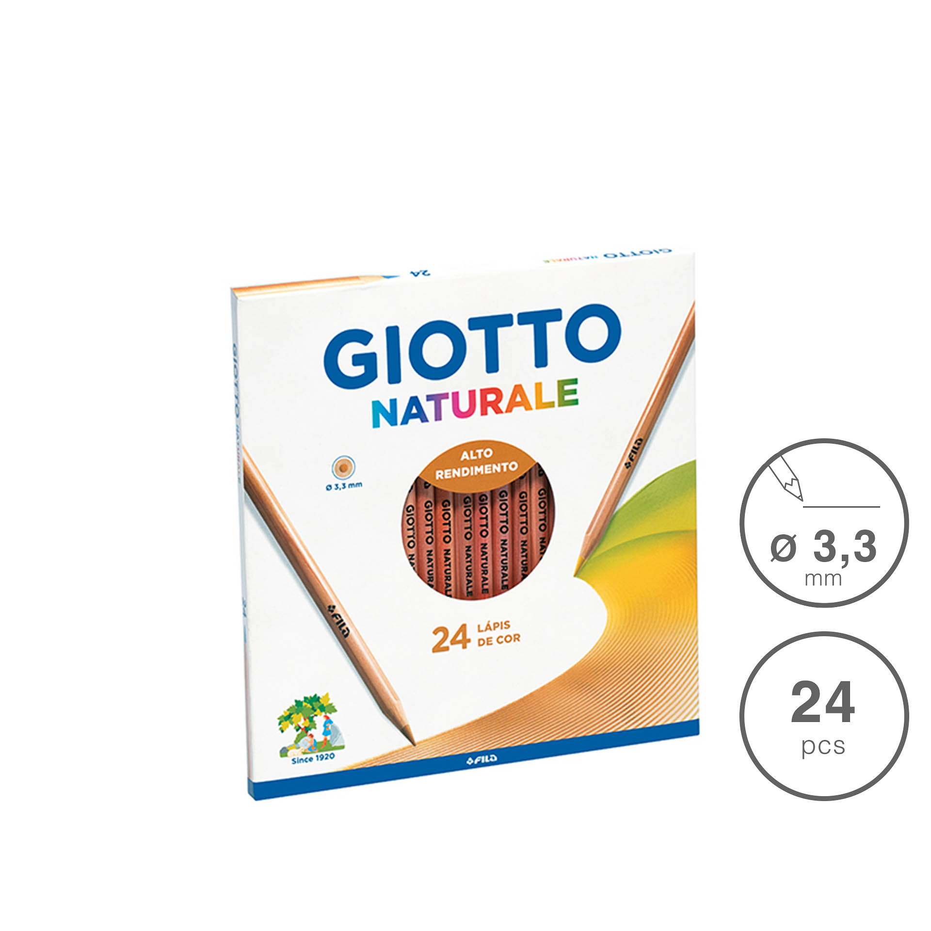 Lápis Cor Giotto Naturale 3.3mm 24 Cores