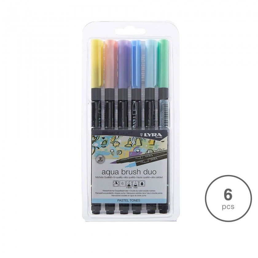 Marcador Pincel Lyra Tons Pastel Pack 6