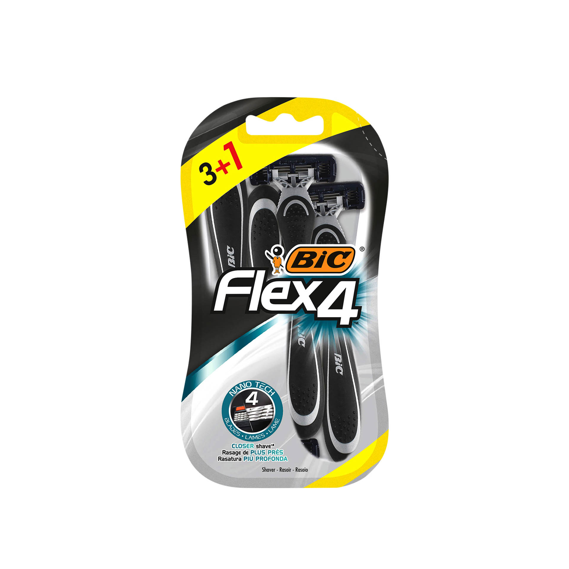 Máquina Barbear Descartável Bic Flex4 Pack 3+1