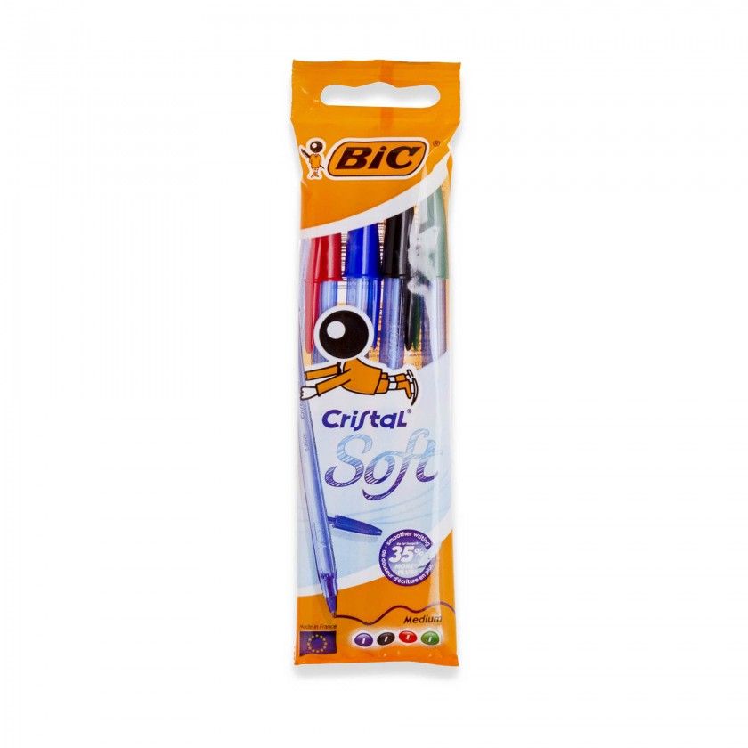 Esferogrfica Bic Cristal Soft Cores Pack 4