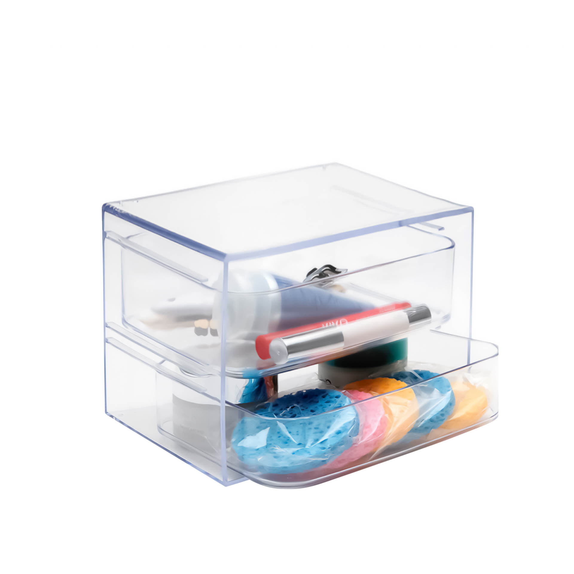 Caixa Organizadora 2 Gavetas Cristal 19X14X13cm