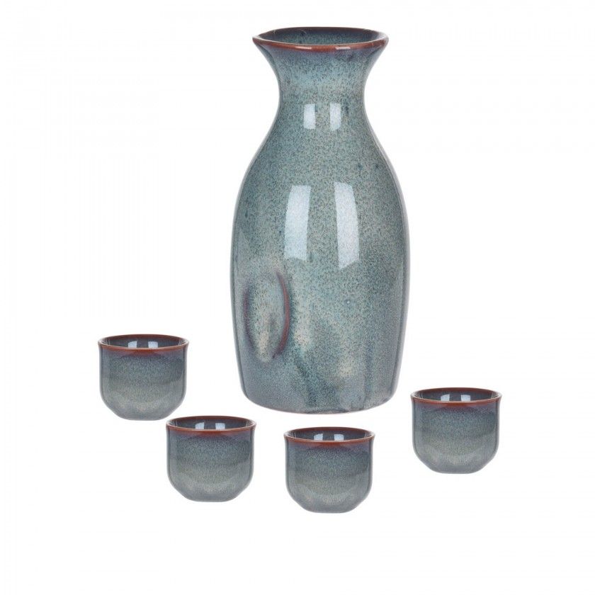 Decanter + 4 Copos Ceramica Azul