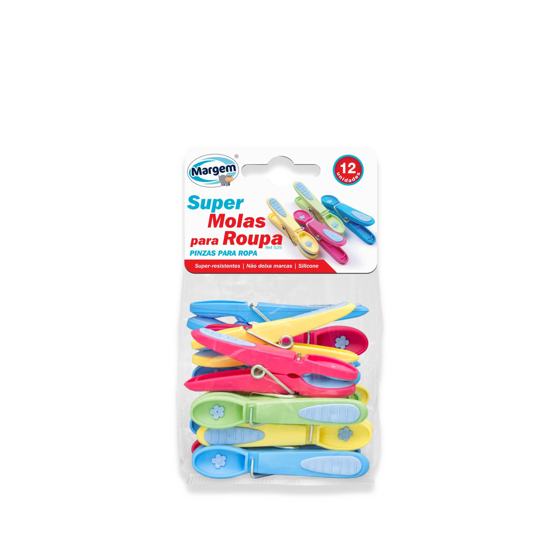 Mola Roupa Silicone Margem Pack 12
