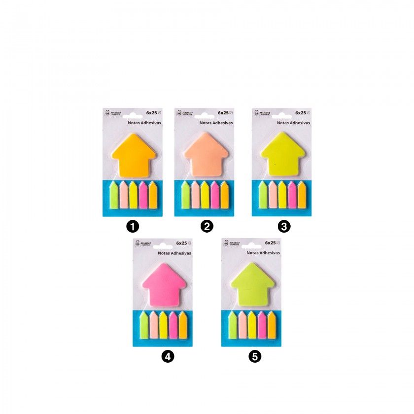 Notas Adesivas Market Suprem Seta 6X25 Folhas 7cm/12cm Notas Adesivas Market Suprem Seta 6X25 Folhas 7cm/12cm