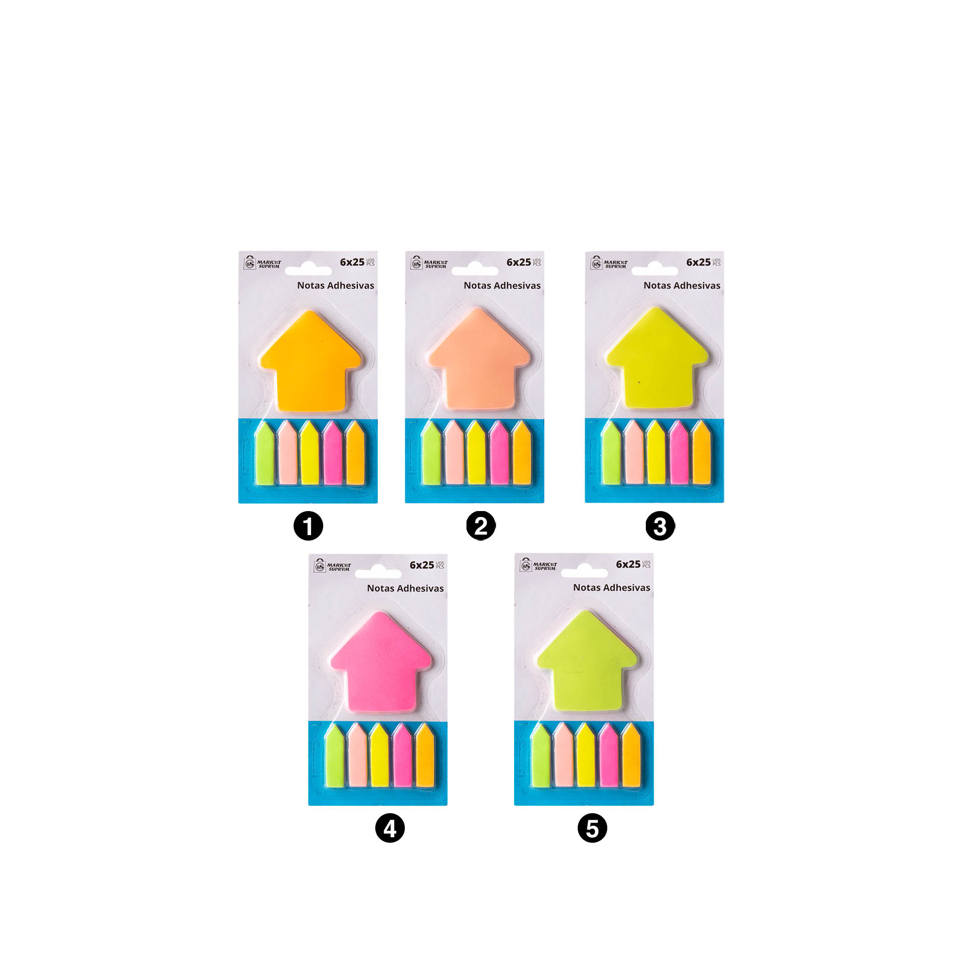 Notas Adesivas Market Suprem Seta 6X25 Folhas 7cm/12cm