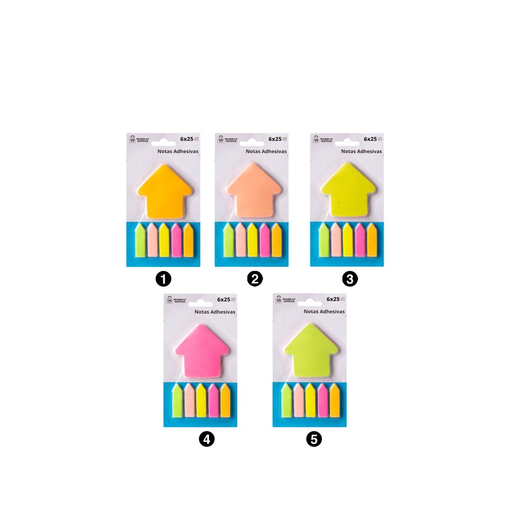 Notas Adesivas Market Suprem Seta 6X25 Folhas 7cm/12cm