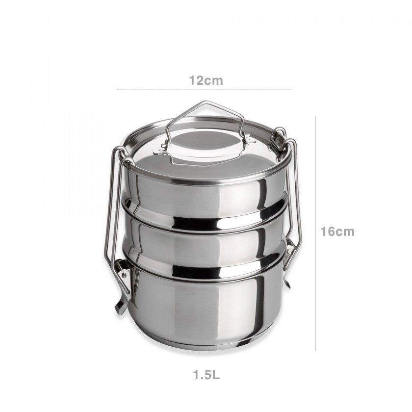 Marmita Inox Fundo Térmico Cookware Tripla 1500ml 12X16cm Marmita Inox Fundo Térmico Cookware Tripla 1500ml 12X16cm