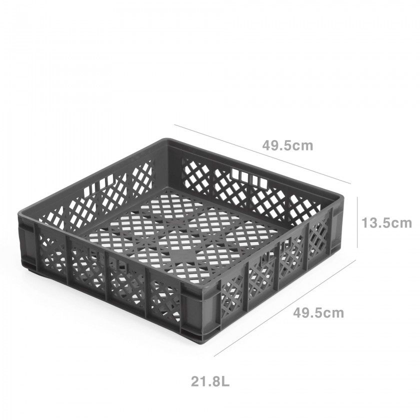 Caixa Contentora Perfurada Cinza 21.8L 49.5X49.5X13.5cm