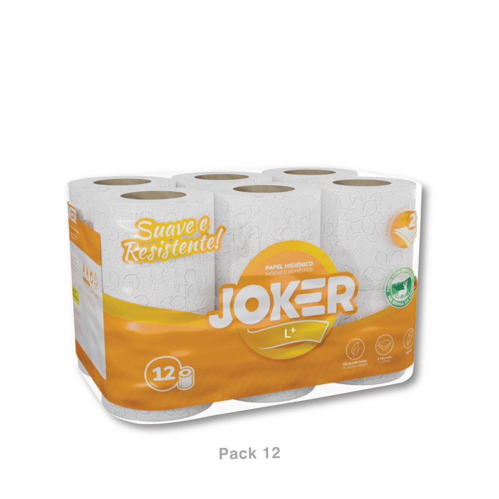 Rolo Papel Higiénico Doméstico Joker 2 Folhas Pack 12