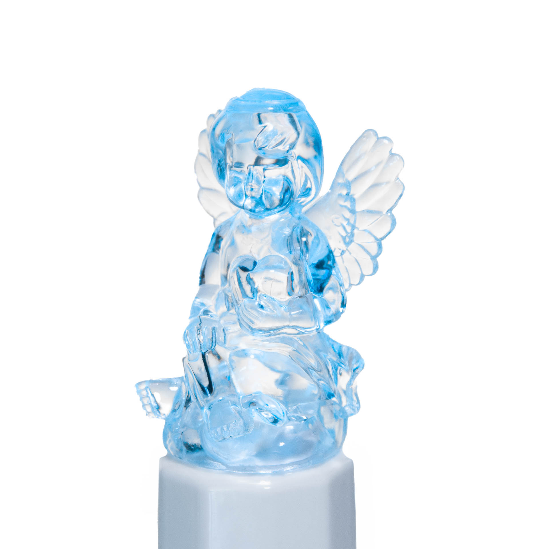 Círio Elétrico Menino Anjo Luz Azul 5X5X16cm