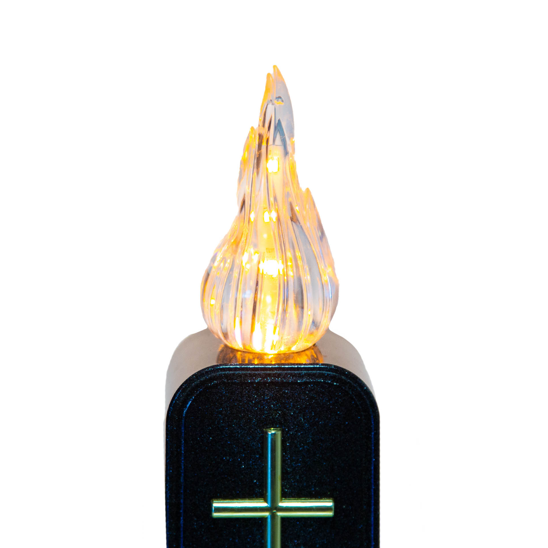 Círio Elétrico Memorial Luz Quente Intermitente Preto 6X4X16cm