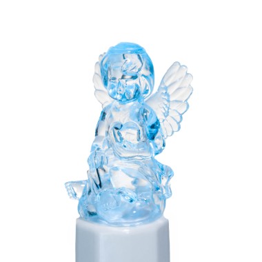 Círio Elétrico Menino Anjo Luz Azul 5X5X16cm