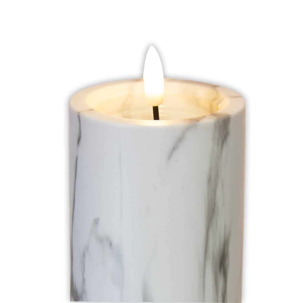 Círio Elétrico Efeito Mármore Branco 12.5X7.5cm