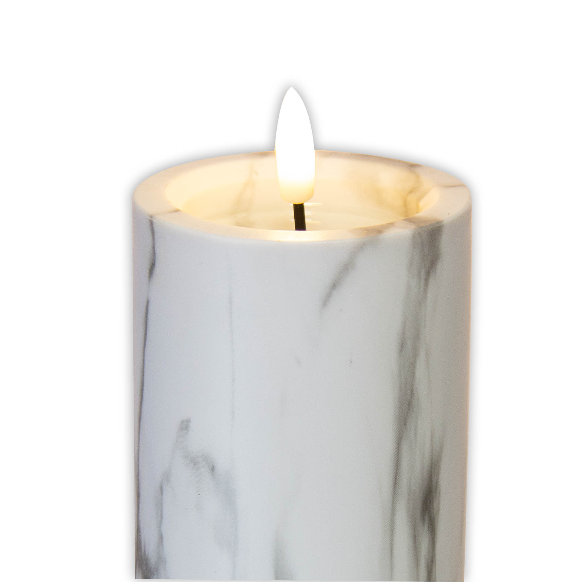 Círio Elétrico Efeito Mármore Branco 12.5X7.5cm