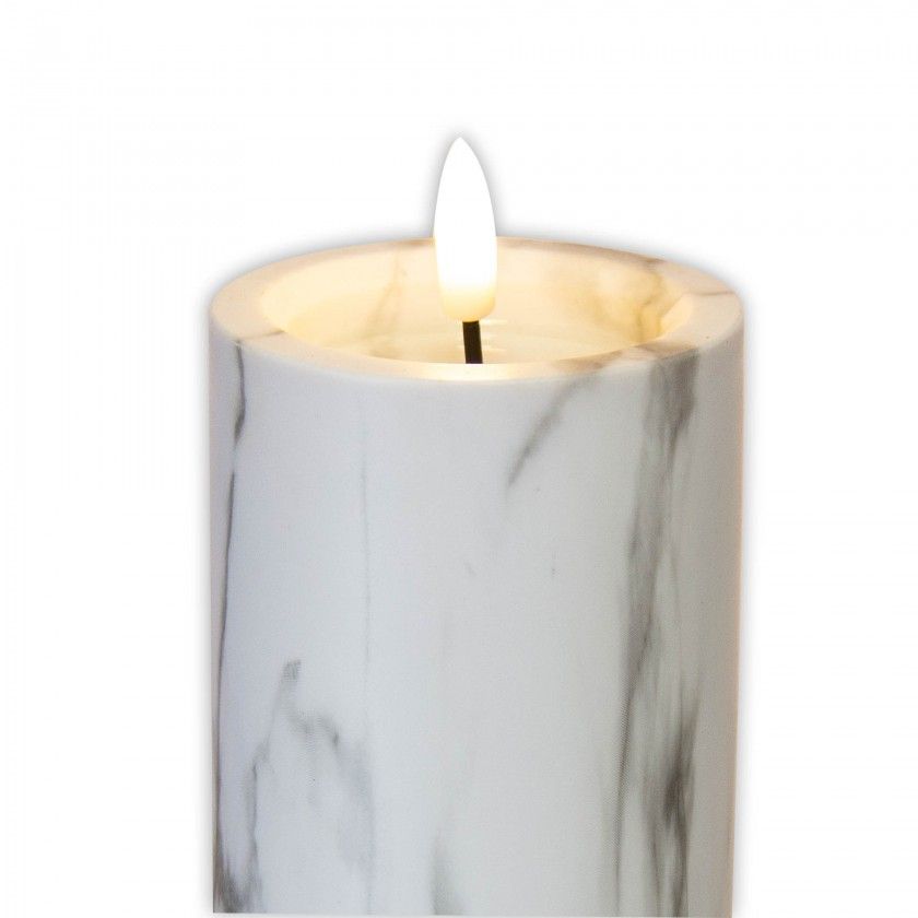 Círio Elétrico Efeito Mármore Branco 12.5X7.5cm Círio Elétrico Efeito Mármore Branco 12.5X7.5cm