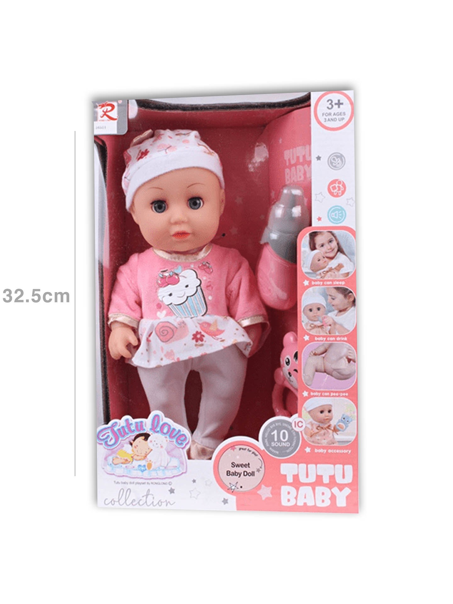 Boneca 10 Sons Tutu Baby 32.5X18X11cm