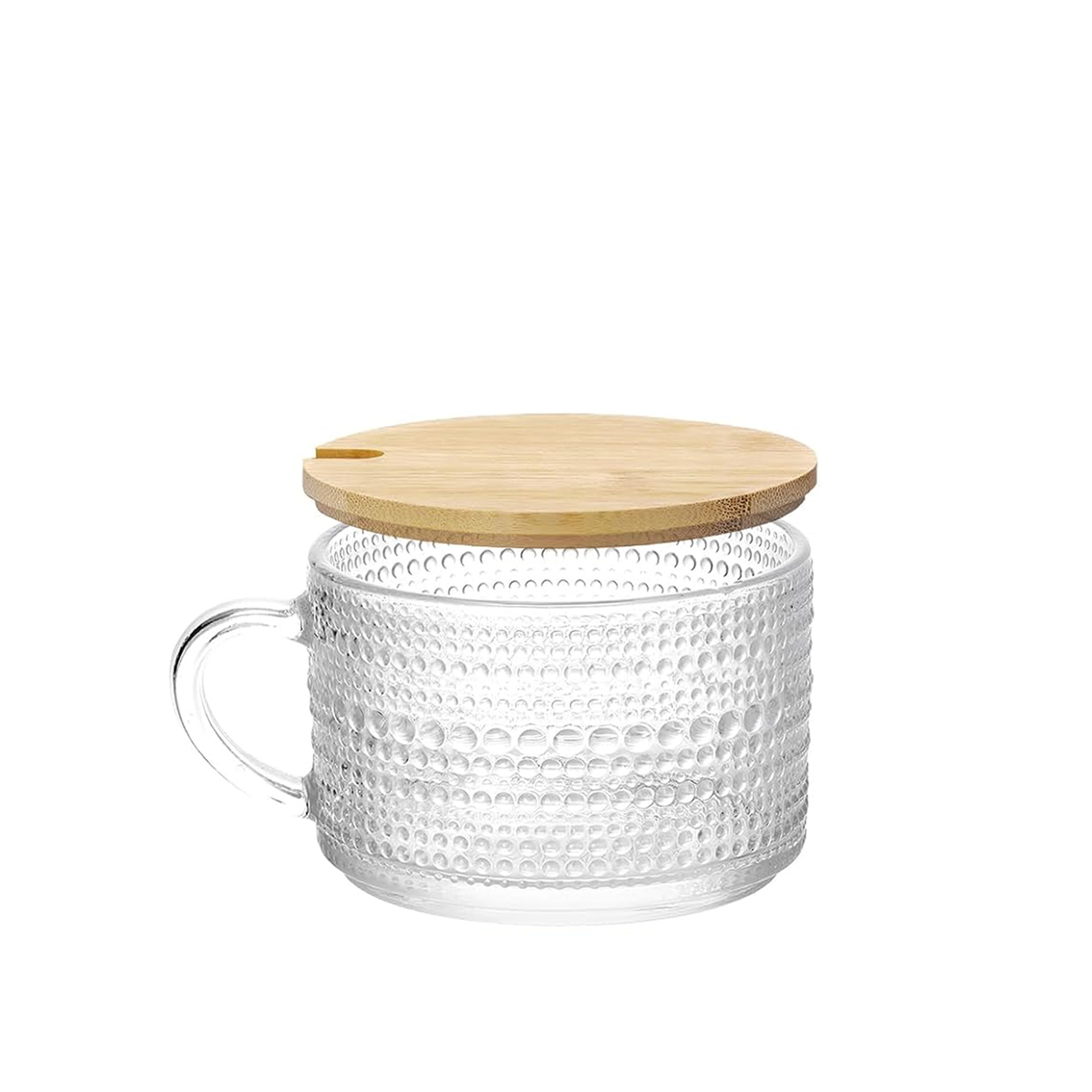 Açucareiro Vidro Tampa Bambu 400ml 13X10X6.8cm