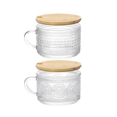 A�ucareiro Vidro Tampa Bambu 400ml 13X10X6.8cm