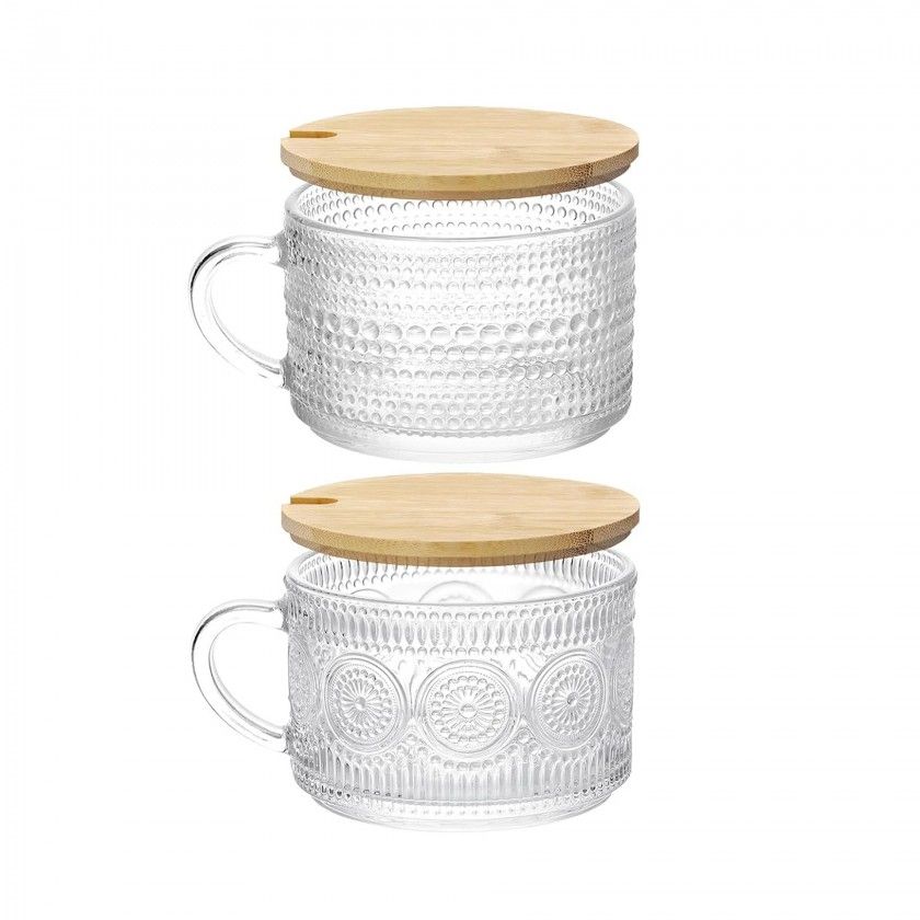 Açucareiro Vidro Tampa Bambu 400ml 13X10X6.8cm Açucareiro Vidro Tampa Bambu 400ml 13X10X6.8cm
