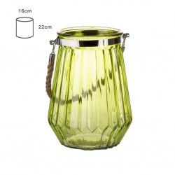 Porta Velas Anans Verde Asa 16X16X22cm