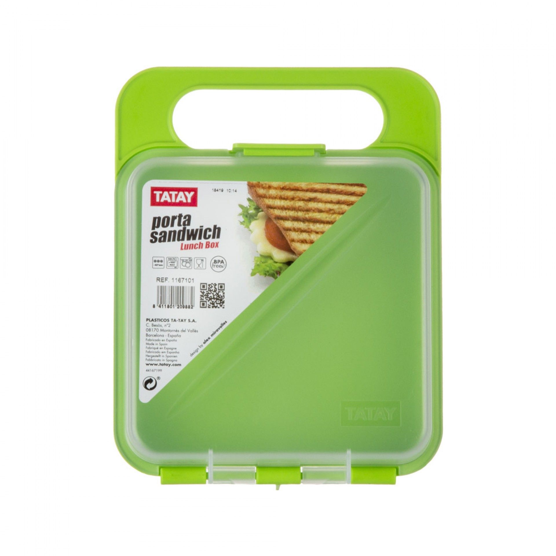 Caixa Hermética Tatay Porta Sandes Lima 14X14X18CM