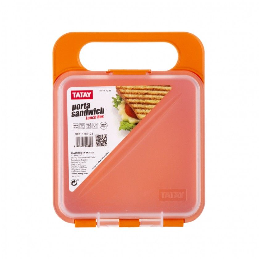 Caixa Hermética Tatay Porta Sandes Laranja 14X14X18CM Caixa Hermética Tatay Porta Sandes Laranja 14X14X18CM