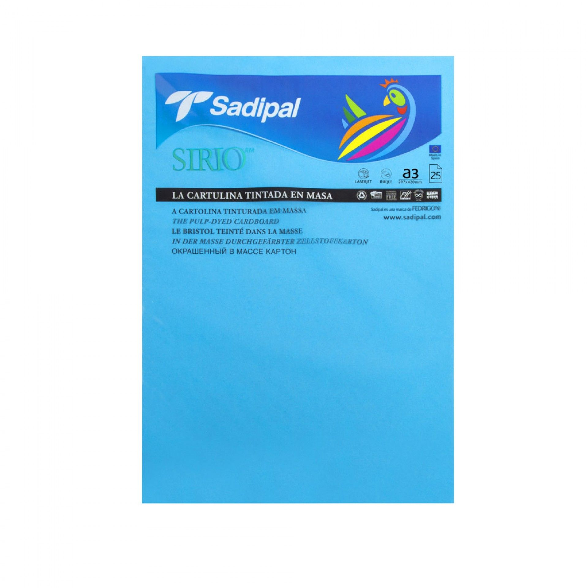 Folha Cartolina Sirio Sadipal A3 Azul Turquesa 29.7X42cm