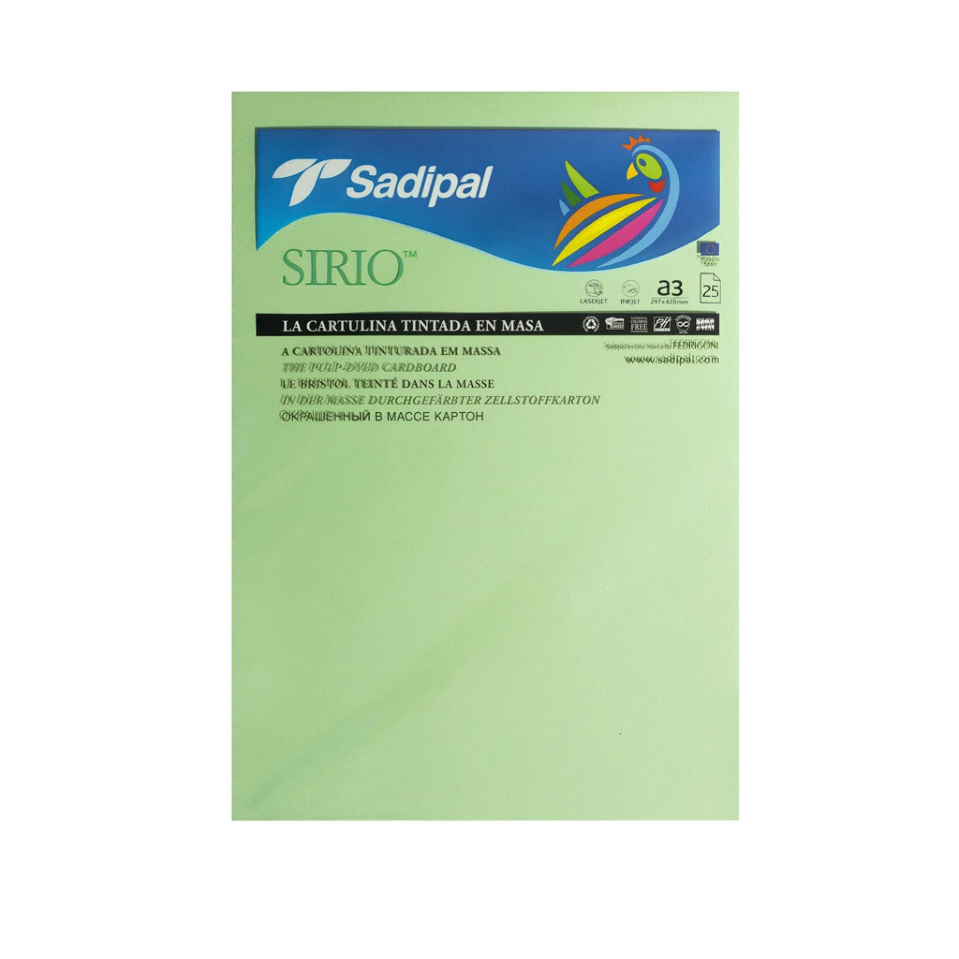 Folha Cartolina Sirio Sadipal A3 Verde Pálido 29.7X42cm