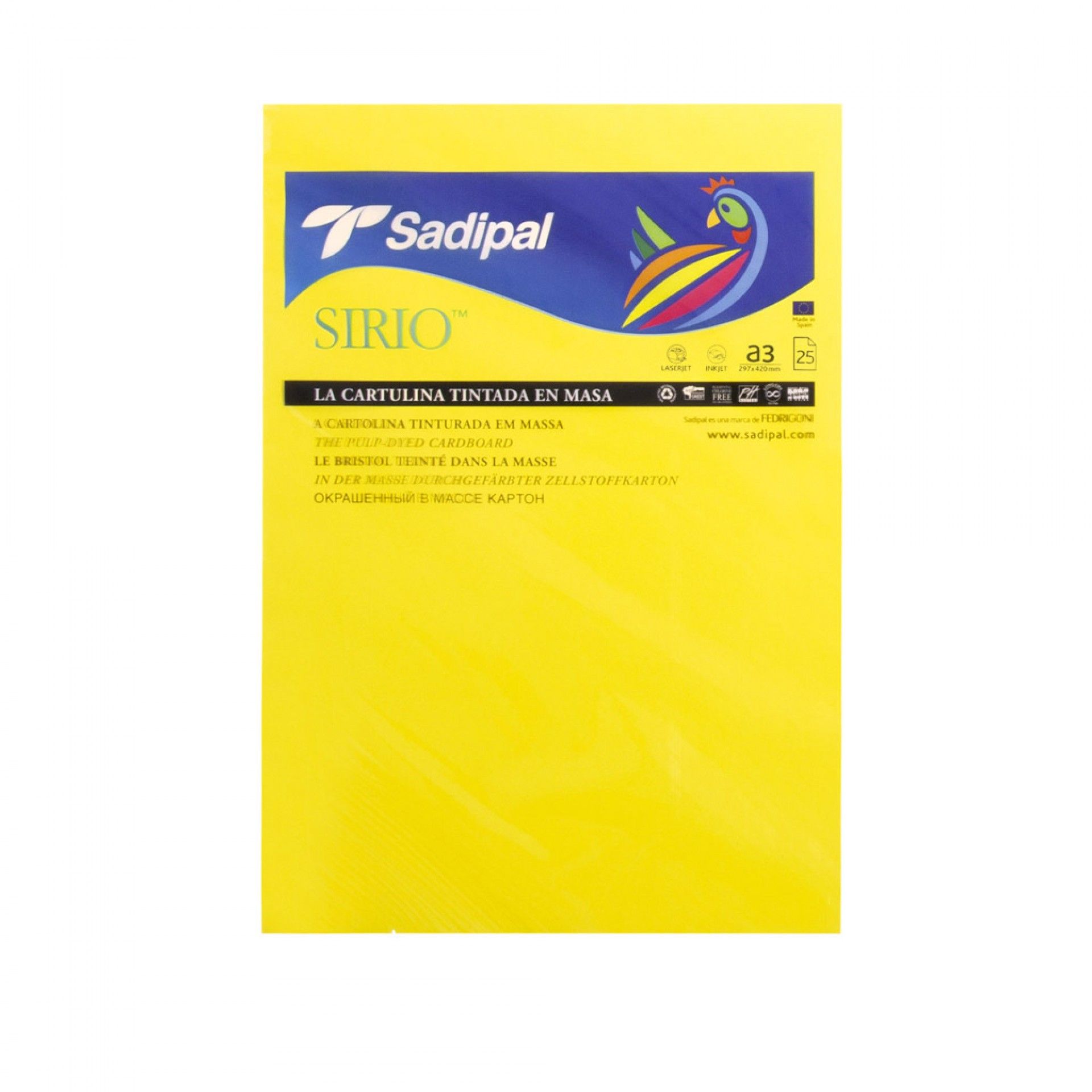 Folha Cartolina Sirio Sadipal A3 Amarelo Canario 29.7X42cm