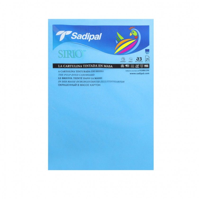 Folha Cartolina Sirio Sadipal A3 Azul Cu 29.7X42cm