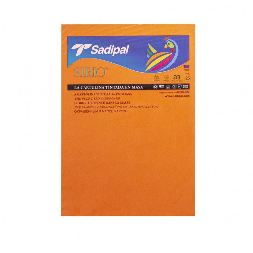 Folha Cartolina Sirio Sadipal A3 Laranja Intenso 29.7X42cm