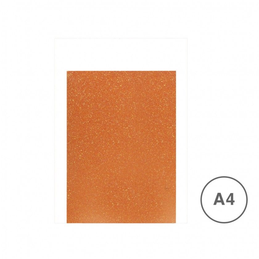 Folha Esponja Eva Glitter Laranja A4 20X29cm