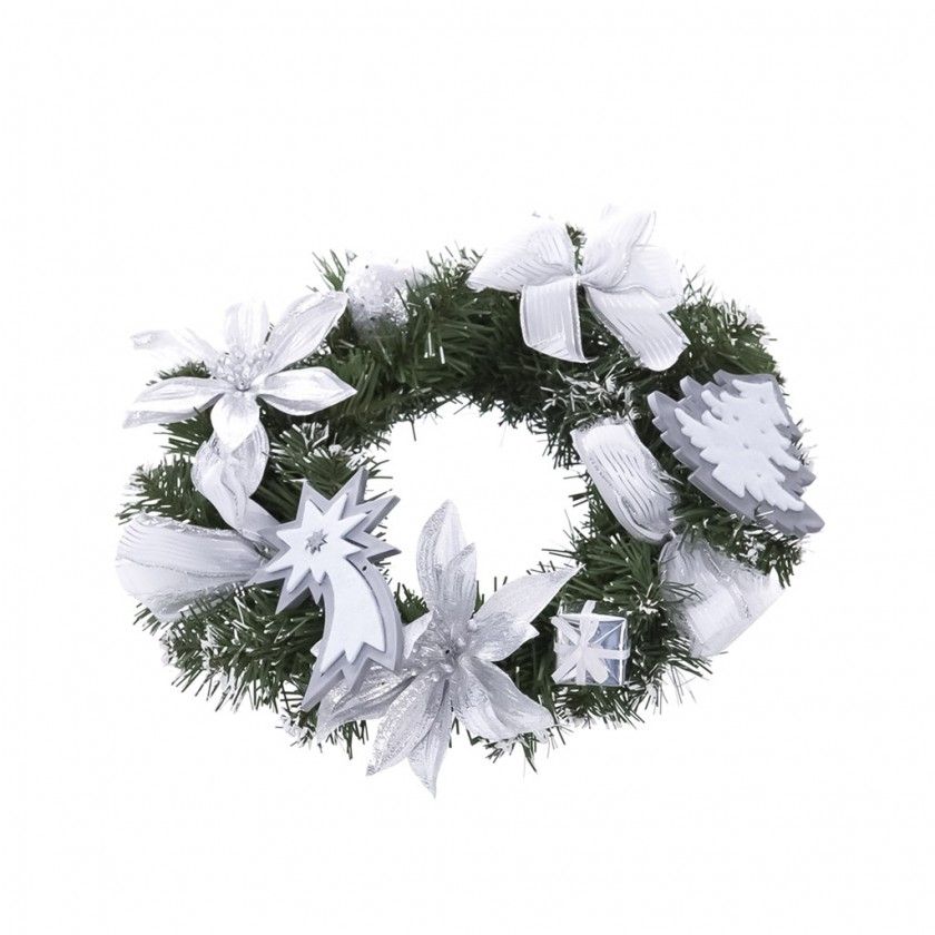 Centro Mesa Natal Prateado 40CM Centro Mesa Natal Prateado 40CM