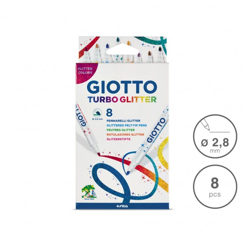 Marcador Giotto Turbo Glitter 2.8mm 8 Cores