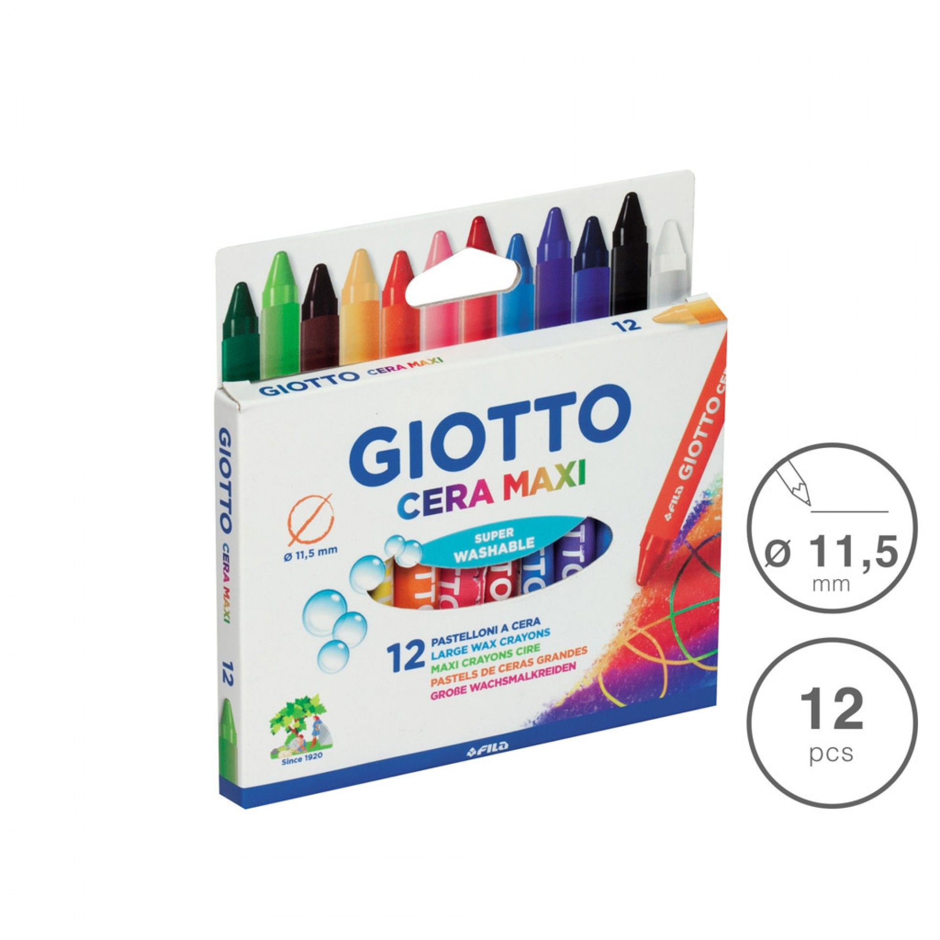 Lápis Cera Giotto Maxi 11.5mm 12 Cores