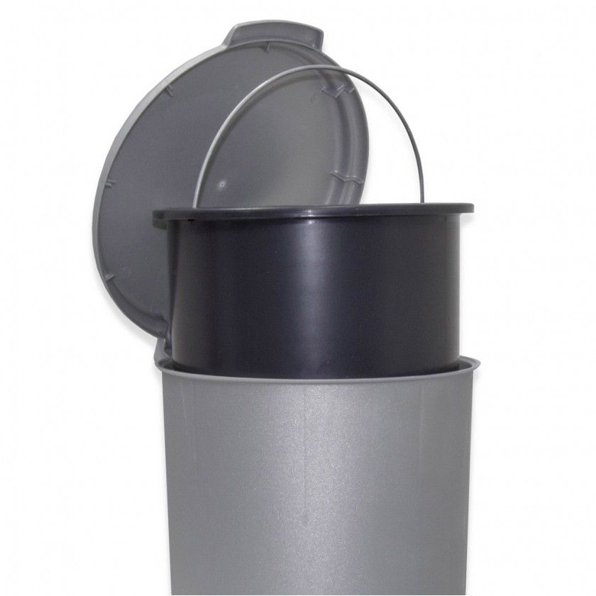 Balde com Pedal e Interior Cinzento 6l 25.5X29cm Balde com Pedal e Interior Cinzento 6l 25.5X29cm