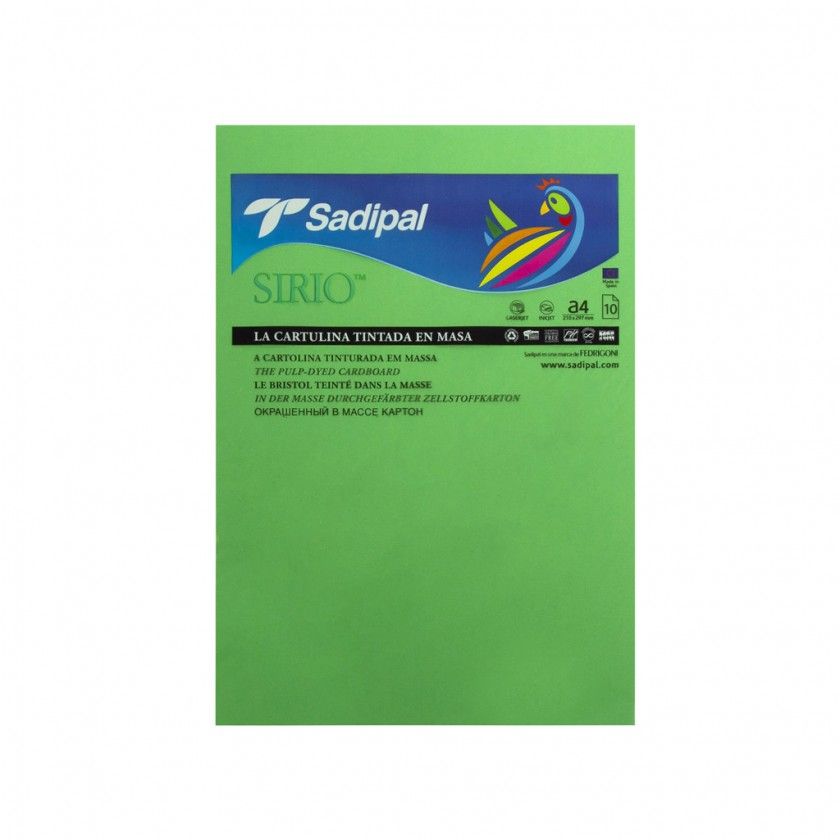 Folha Cartolina Sadipal A4 Verde Intenso 21X29.7cm Pack 10