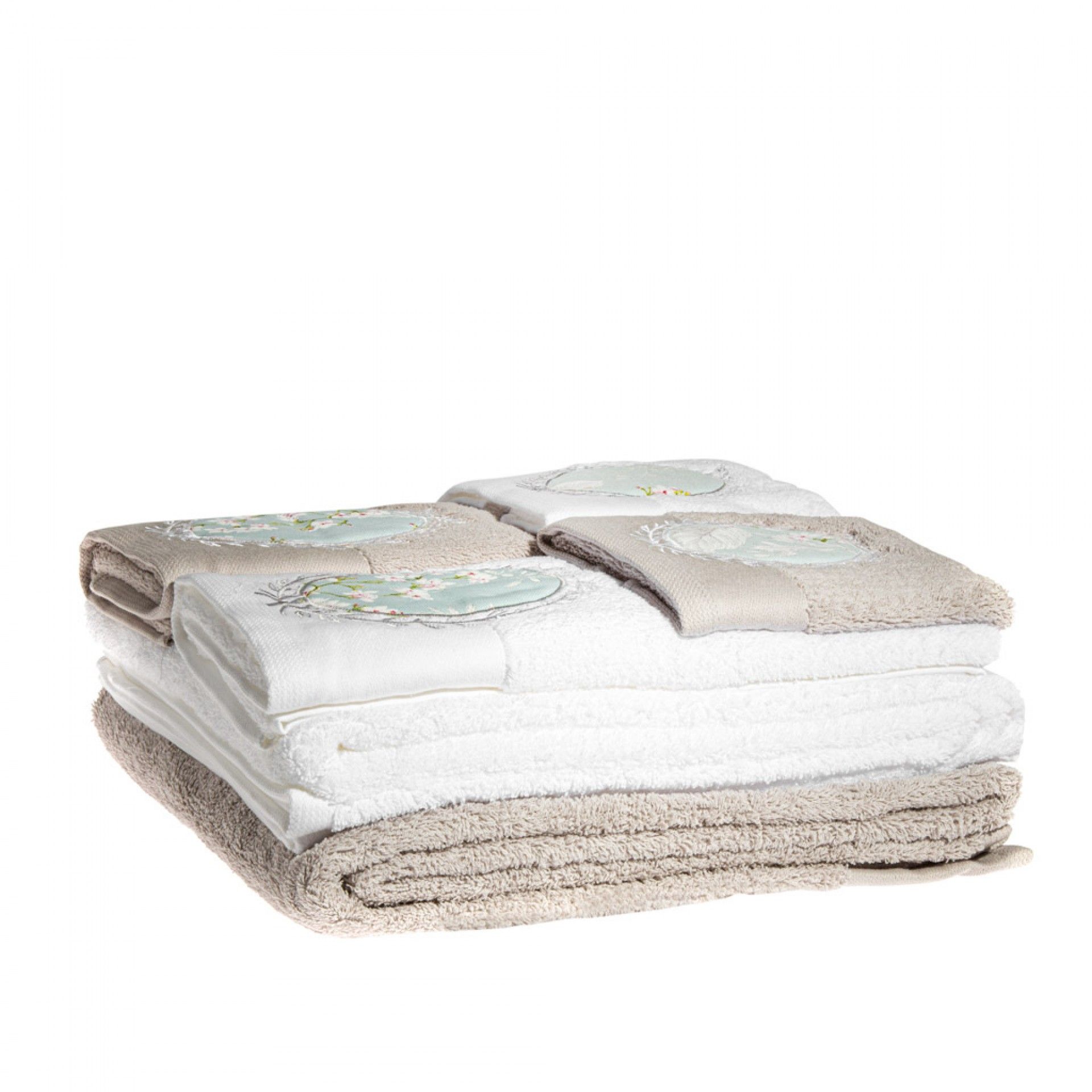 Jogo Banho 100% Algodão Moldura 6 Cinza 6 Peças